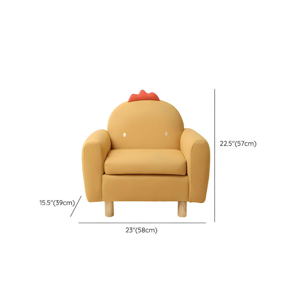 Charming Upholstered Club Sofa for Kids - Soft Cotton with Light Wood Legs Dimensions