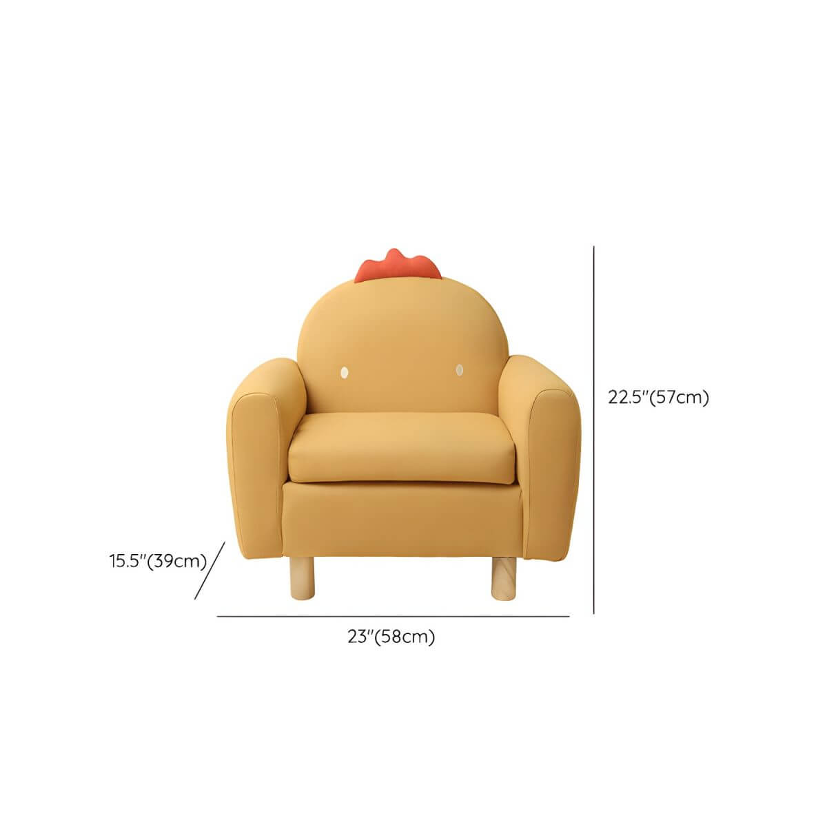 Charming Upholstered Club Sofa for Kids - Soft Cotton with Light Wood Legs Dimensions