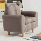 Charming Upholstered Club Sofa for Kids - Soft Cotton with Light Wood Legs Main Product Image