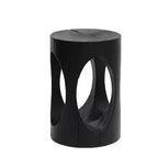 Charred Black Solid Wood Stool with Unique Natural Texture