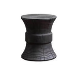 Charred Black Solid Wood Stool with Unique Natural Texture