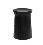 Charred Black Solid Wood Stool with Unique Natural Texture
