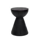 Charred Black Solid Wood Stool with Unique Natural Texture
