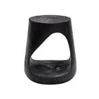 Charred Black Solid Wood Stool with Unique Natural Texture