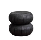 Charred Black Solid Wood Stool with Unique Natural Texture