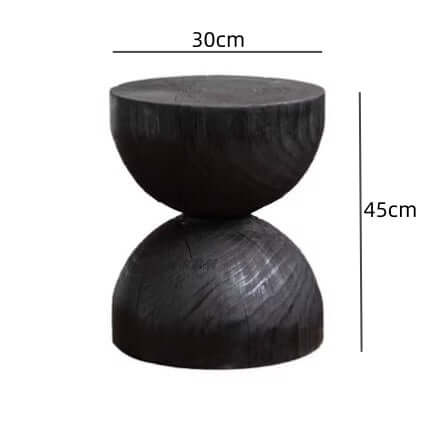Charred Black Solid Wood Stool with Unique Natural Texture Dimensions