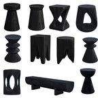 Charred Black Solid Wood Stool with Unique Natural Texture Main Product Image