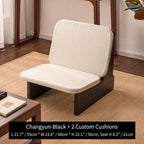 Charred Paulownia Solid Wood Chair Series with Linen Blend Cushions