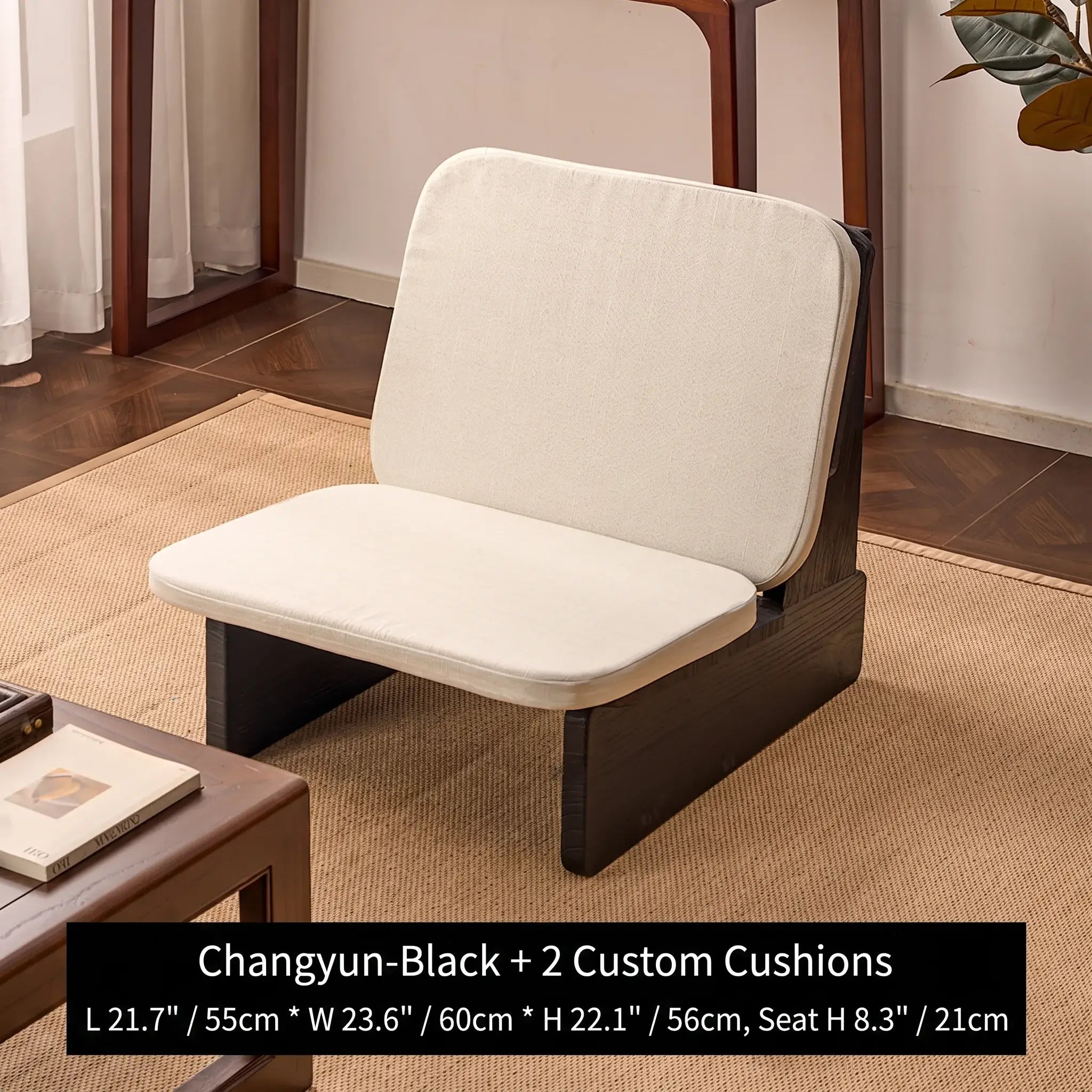 Charred Paulownia Solid Wood Chair Series with Linen Blend Cushions