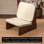 Charred Paulownia Solid Wood Chair Series with Linen Blend Cushions