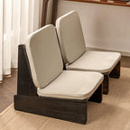 Charred Paulownia Solid Wood Chair Series with Linen Blend Cushions