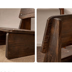 Charred Paulownia Solid Wood Chair Series with Linen Blend Cushions