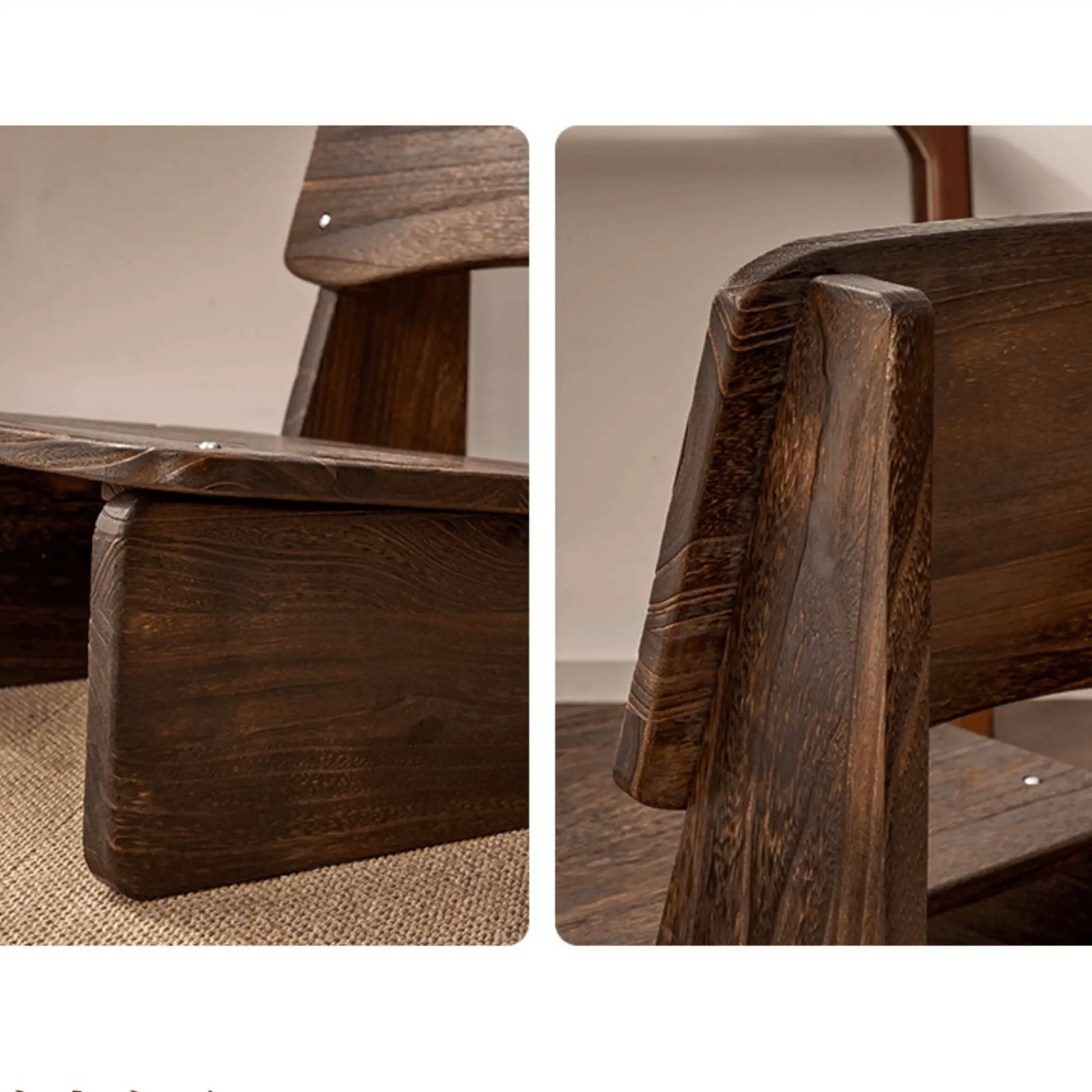 Charred Paulownia Solid Wood Chair Series with Linen Blend Cushions