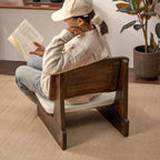 Charred Paulownia Solid Wood Chair Series with Linen Blend Cushions