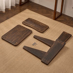 Charred Paulownia Solid Wood Chair Series with Linen Blend Cushions