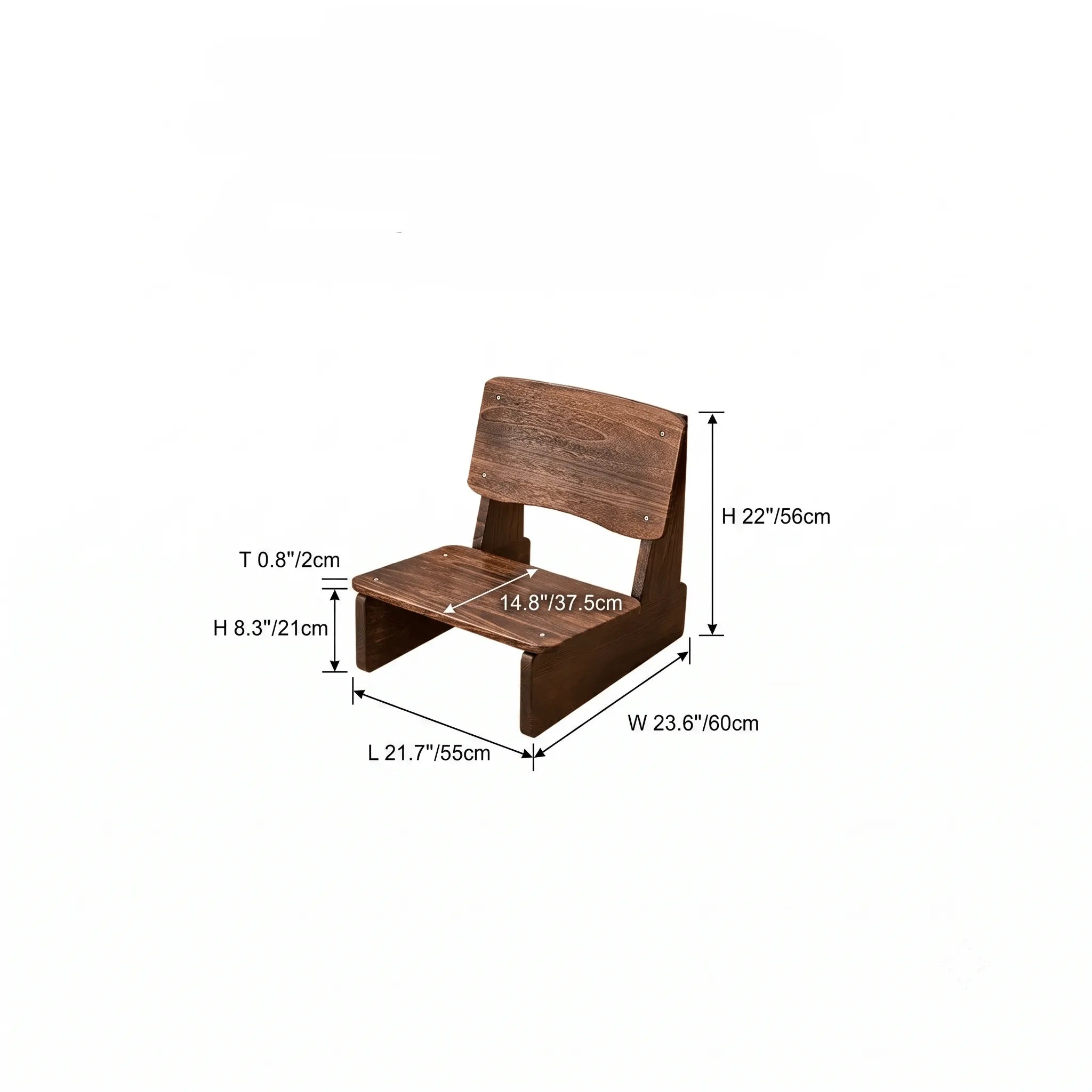 Charred Paulownia Solid Wood Chair Series with Linen Blend Cushions Dimensions