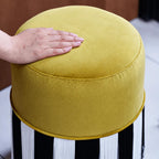 Chartreuse Tassel Drum Ottoman Stool for Vanity, Bedroom and Entry