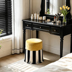 Chartreuse Tassel Drum Ottoman Stool for Vanity, Bedroom and Entry