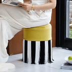Chartreuse Tassel Drum Ottoman Stool for Vanity, Bedroom and Entry