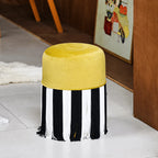 Chartreuse Tassel Drum Ottoman Stool for Vanity, Bedroom and Entry