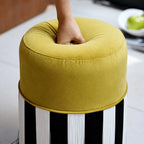 Chartreuse Tassel Drum Ottoman Stool for Vanity, Bedroom and Entry