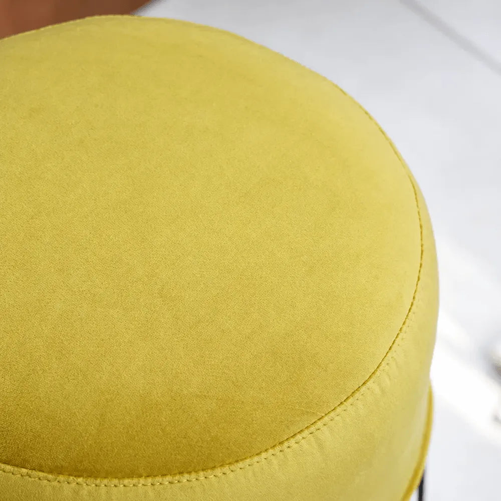 Chartreuse Tassel Drum Ottoman Stool for Vanity, Bedroom and Entry