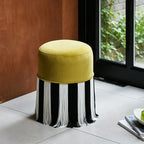Chartreuse Tassel Drum Ottoman Stool for Vanity, Bedroom and Entry Main Product Image