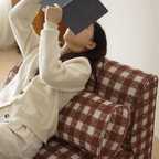 Checkered Folding Sleeper Sofa Bed with Solid Wood Frame