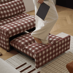 Checkered Folding Sleeper Sofa Bed with Solid Wood Frame