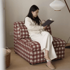 Checkered Folding Sleeper Sofa Bed with Solid Wood Frame