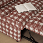 Checkered Folding Sleeper Sofa Bed with Solid Wood Frame