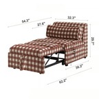 Checkered Folding Sleeper Sofa Bed with Solid Wood Frame Dimensions