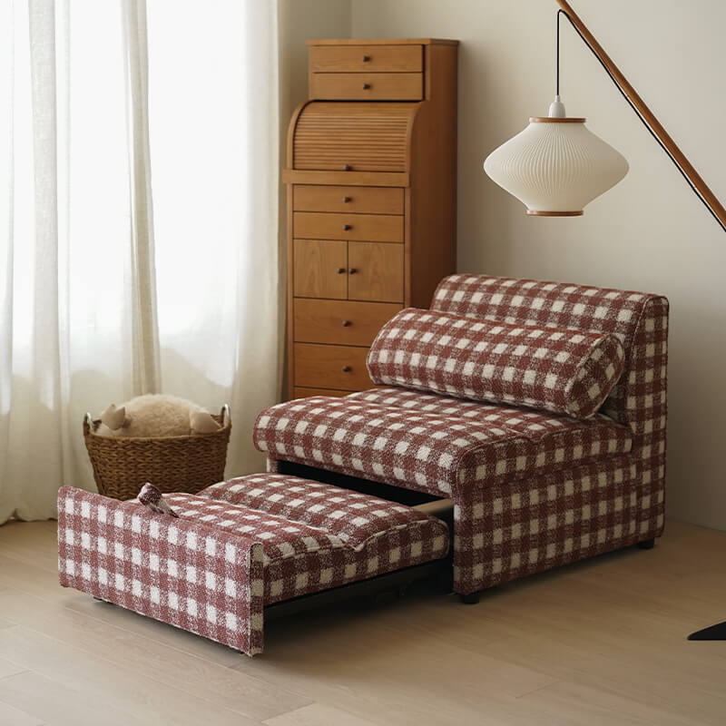 Checkered Folding Sleeper Sofa Bed with Solid Wood Frame Main Product Image