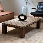 Checkered Solid Ash & Walnut Coffee Table with Sculptural Square Legs