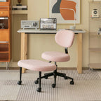 Chenille Meditation Office Chair With Swivel Footrest, Ergonomic Lounge Design