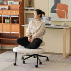 Chenille Meditation Office Chair With Swivel Footrest, Ergonomic Lounge Design