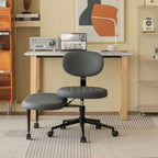 Chenille Meditation Office Chair With Swivel Footrest, Ergonomic Lounge Design