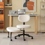 Chenille Meditation Office Chair With Swivel Footrest, Ergonomic Lounge Design