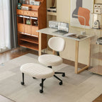 Chenille Meditation Office Chair With Swivel Footrest, Ergonomic Lounge Design