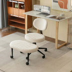 Chenille Meditation Office Chair With Swivel Footrest, Ergonomic Lounge Design Main Product Image