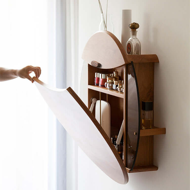 Cherry Wall-Mounted Vanity Table With Ergonomic Design