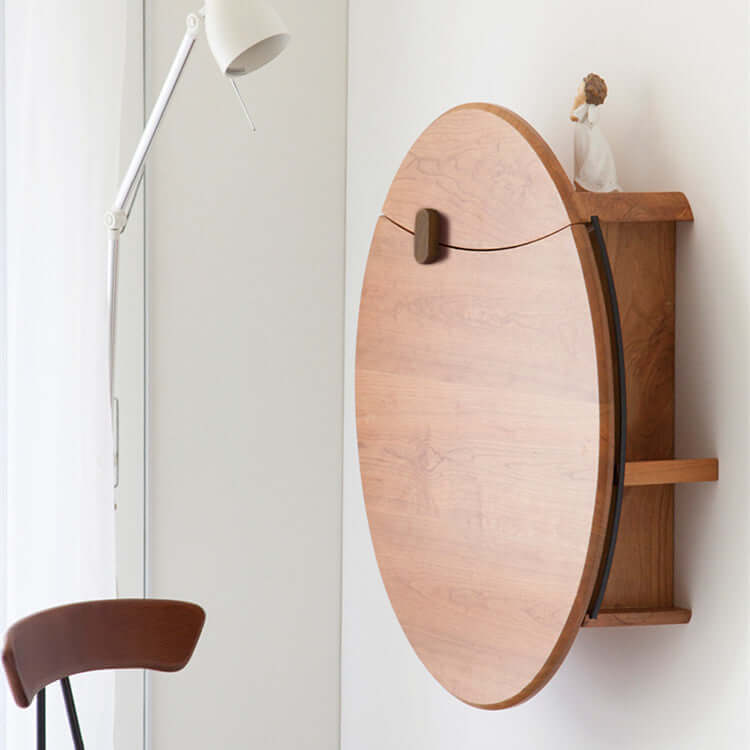 Cherry Wall-Mounted Vanity Table With Ergonomic Design