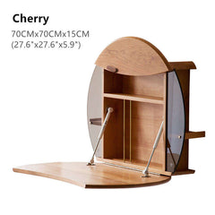 Cherry Wall-Mounted Vanity Table With Ergonomic Design