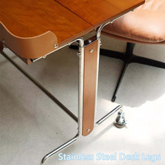 Cherry Wood Adjustable Height Desk With Wheels