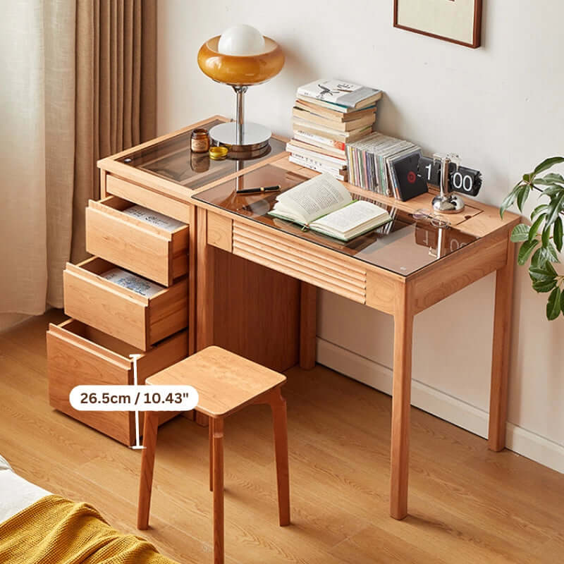 Cherry Wood Desk With Storage Cabinet & Drawers