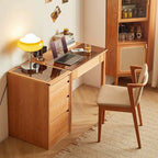 Cherry Wood Desk With Storage Cabinet & Drawers