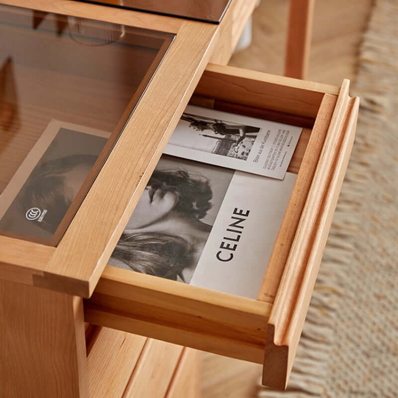 Cherry Wood Desk With Storage Cabinet & Drawers