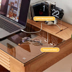 Cherry Wood Desk With Storage Cabinet & Drawers