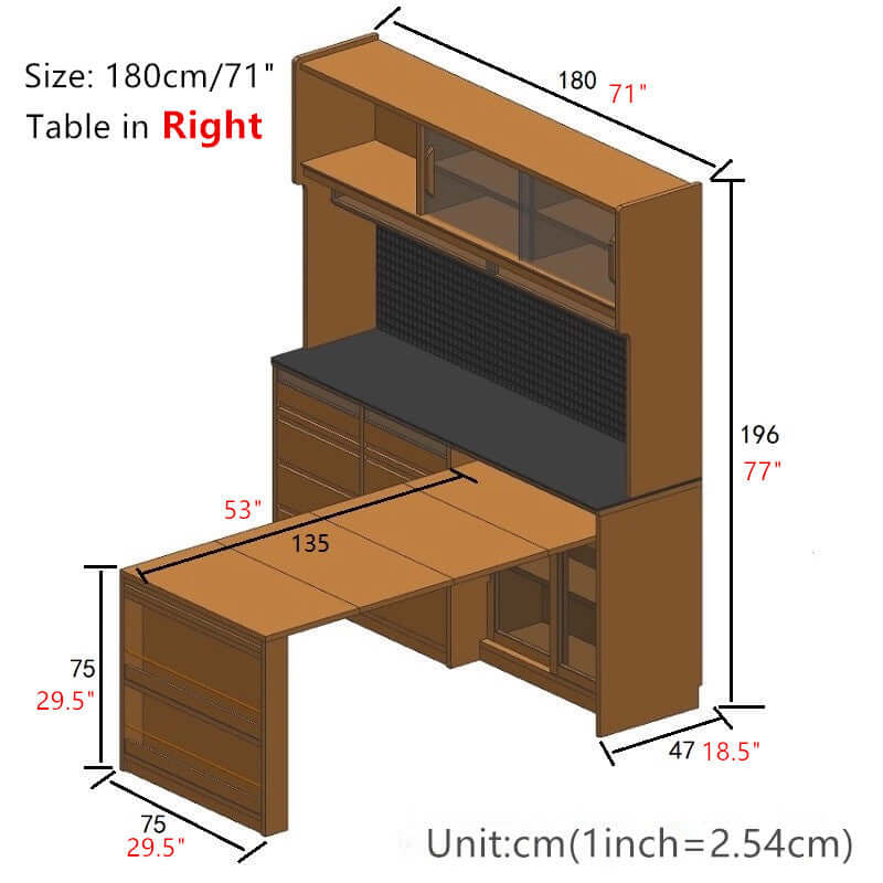 Cherry Wood Sideboard With Extendable Table, Left