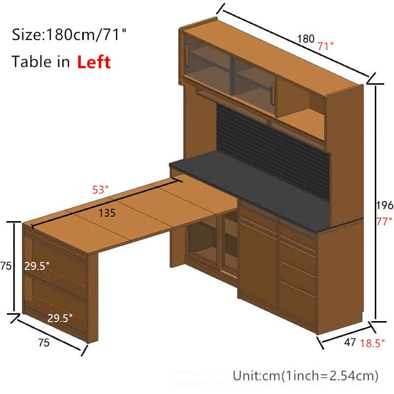 Cherry Wood Sideboard With Extendable Table, Left